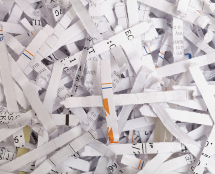 shredded documents as a result of confidential document shredding